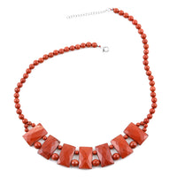 322.00 ctw Red Jasper Necklace 18-20 Inches in Stainless Steel