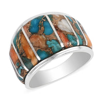 SANTA FE Style Spiny Turquoise Ring in Sterling Silver 9.50 Grams (Size 8.0) 3.00 ctw