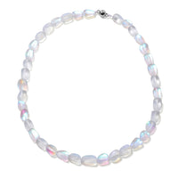 Simulated White Mystic Topaz Beaded Necklace 20 Inches in Silvertone