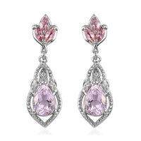 3.75 ctw Martha Rocha Kunzite and Multi Gemstone Earrings in Platinum Over Sterling Silver