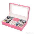 Pink Crocodile Skin Pattern Anti Tarnish Faux Leather Watch and Jewelry Organizer with Transparent Top Lid & Lock (12.6"x7.87"x3.43") - Sticky add to cart bar