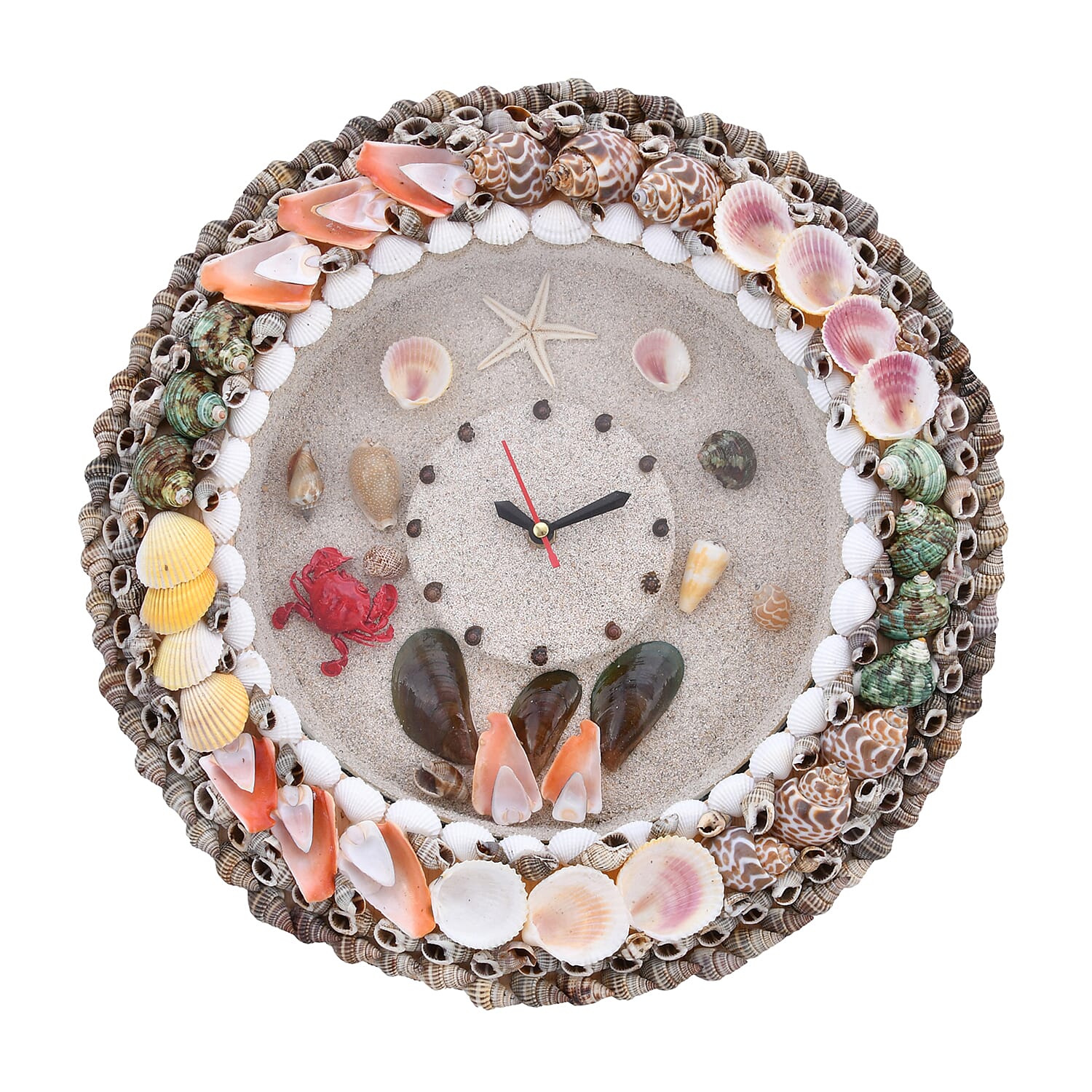 Handcrafted Oval Shape Sea Shell Wall Clock (1)
