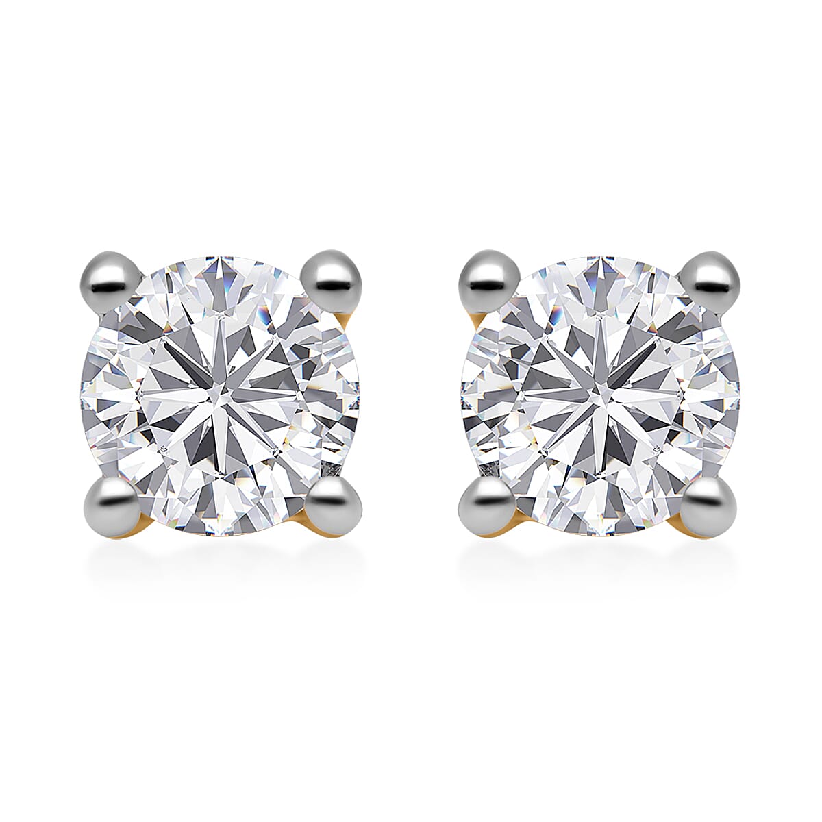 SGL Certified Luxoro 14K Yellow Gold Diamond G-H I1-I2 Solitaire Stud Earrings 1.00 ctw