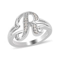 Diamond Initial R Ring in Platinum Over Sterling Silver (Size 7.0) 0.10 ctw - Sticky add to cart bar