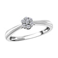 Diamond Floral Ring in Platinum Over Sterling Silver (Size 9.0) 0.10 ctw - Sticky add to cart bar