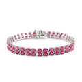 Niassa Ruby (FF) and Natural White Zircon 2 Row Bracelet in Platinum Over Sterling Silver (7.25 In) 11.50 Grams 18.70 ctw - Sticky add to cart bar