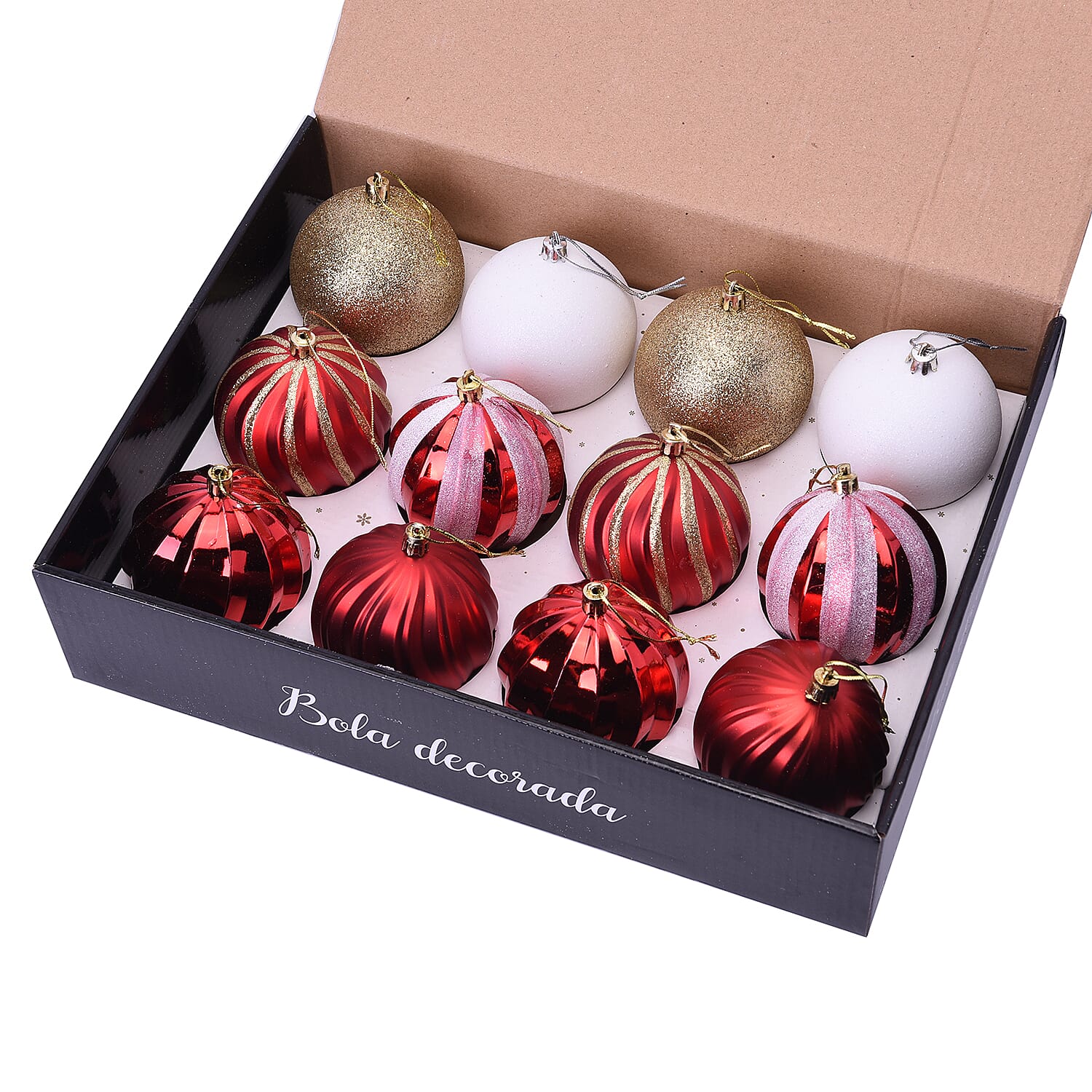12 Pieces of Christmas Tree Decoration Balls (3.15') in Gift Box - Orange