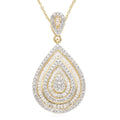 Natural Diamond Pear Shape Cocktail Pendant Necklace 18 Inches in Rhodium and Vermeil Yellow Gold Over Sterling Silver 1.00 ctw - Sticky add to cart bar