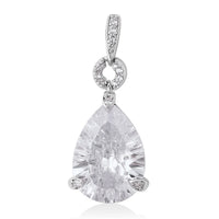 LUSTRO STELLA 4.60 ctw AAA Premium Cubic Zirconia Drop Pendant Necklace 18 Inches in Rhodium Over Sterling Silver