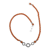 Bali Legacy Hessonite Garnet Beaded 3 Row Necklace 22 Inches in Sterling Silver 120.00 ctw