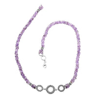 Bali Legacy Amethyst Beaded 3 Row Necklace 22 Inches in Sterling Silver 120.00 ctw