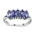 Tanzanite 5 Stone Ring in Platinum Over Sterling Silver 1.15 ctw - Sticky add to cart bar