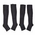 Set of 2 Pairs Black Zipper Compression Socks with Open Toe (S/M)-15-20mmHg - Sticky add to cart bar