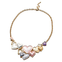 Enameled Heart Necklace 20-22 Inches in Goldtone