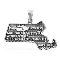 Massachusetts State Map Pendant in Sterling Silver 5.50 Grams