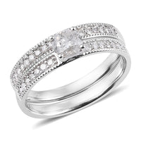 10K White Gold G-H I3 Diamond Set of 2 Ring (Size 8) 0.75 ctw