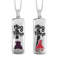 Set of 2 Dream Works Trolls 'Hug Time' Pendant Necklace 18 Inches in Silvertone