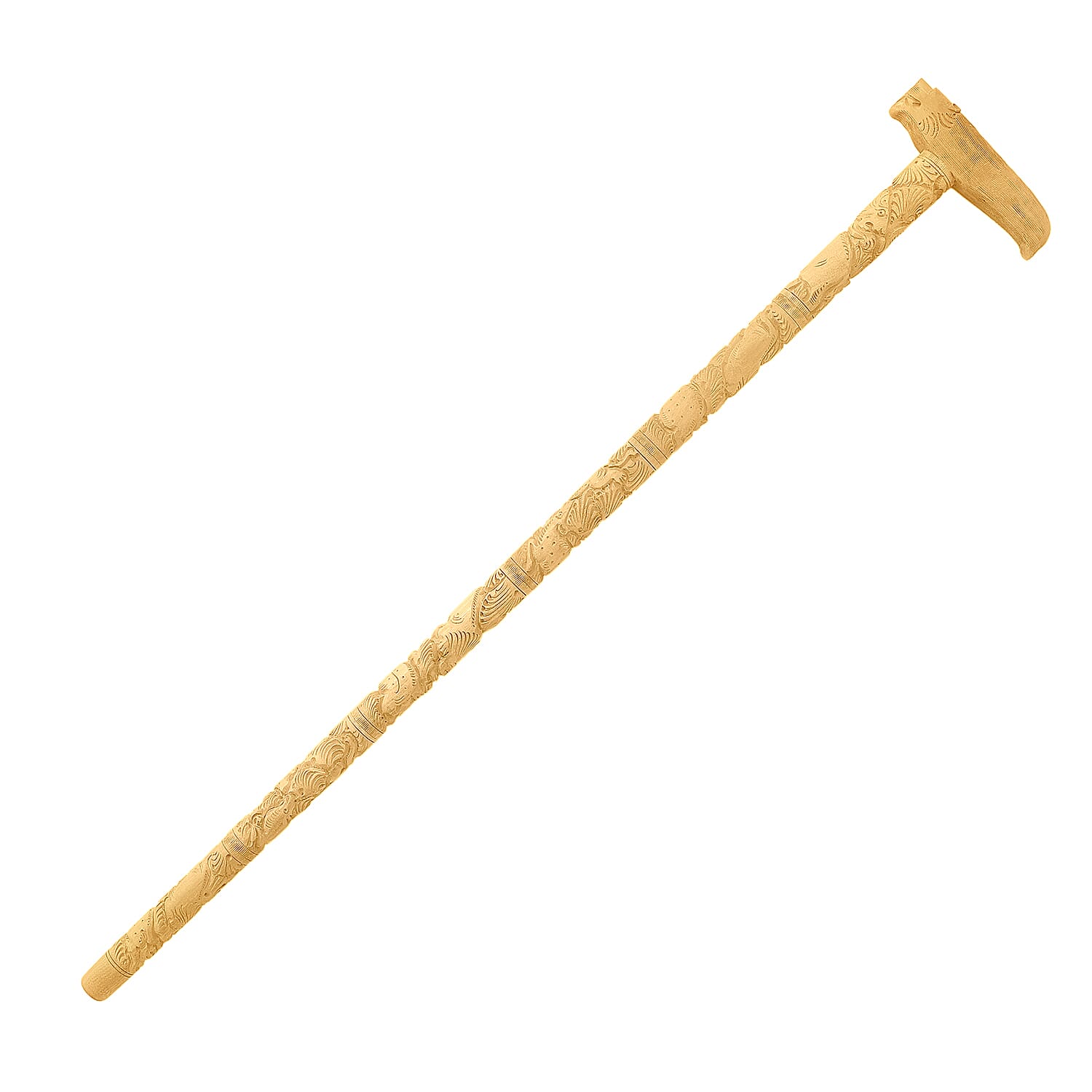 Brown Hand Carved Wooden Light Non-slip Detachable Walking Stick