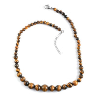 211.40 ctw South African Yellow Tiger Eye Beads Necklace 18 Inch in Stainless Steel