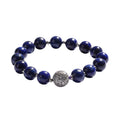 Lapis Lazuli and Simulated Diamond Beaded Stretch Bracelet in Silvertone 110.36 ctw - Sticky add to cart bar