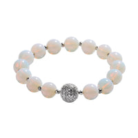 Lapis Lazuli and Simulated Diamond Beaded Stretch Bracelet in Silvertone 110.36 ctw