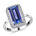 RHAPSODY 950 Platinum AAAA Rare Baguette Cut Tanzanite and E-F VS2 Diamond Halo Ring 5.20 Grams 3.65 ctw - Sticky add to cart bar