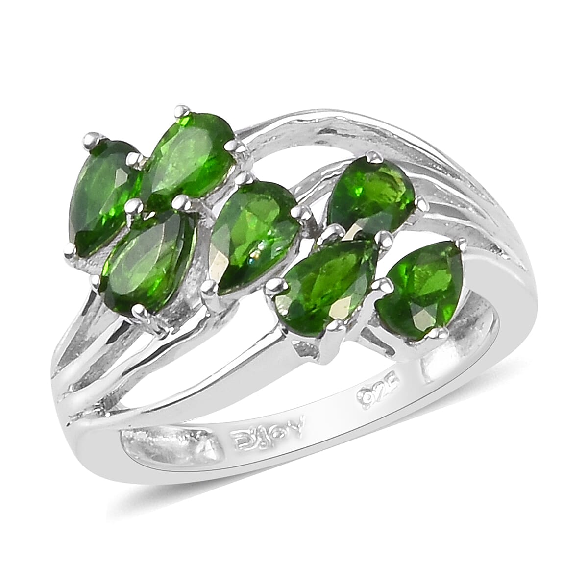 1.50 ctw Natural Russian Diopside Ring in Platinum Over Sterling Silver (Size 9.0) (1)