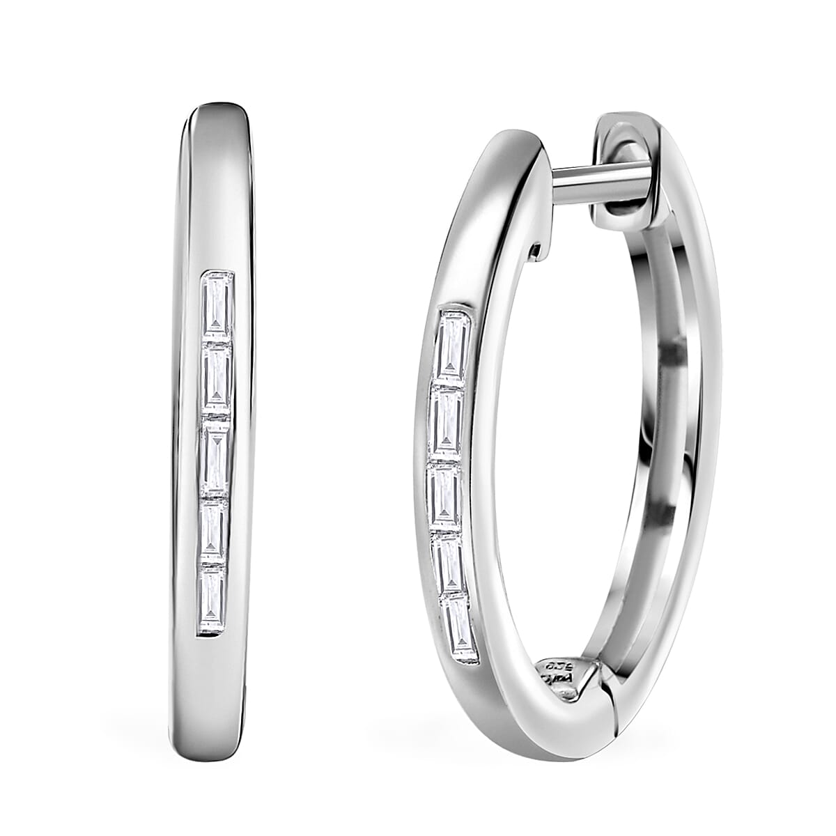 Diamond 0.10 ctw Earrings in Platinum Over Sterling Silver