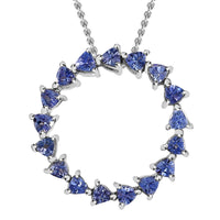 1.75 ctw Tanzanite Circle Pendant Necklace 20 Inch in Platinum Over Sterling Silver