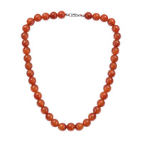 Value Buy Red Agate Beaded Necklace (20 in) in Sterling Silver 484.60 ctw