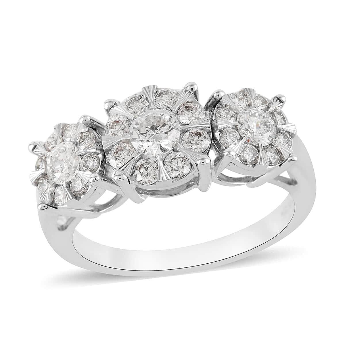 1 ctw Diamond H I1 Ring in 14K White Gold (Size 7.0) 4.30 Grams