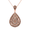 1.00 ctw Natural Champagne Diamond Pear Shape Cocktail Pendant Necklace 18 Inches in Rhodium & Vermeil Rose Gold Over Sterling Silver - Sticky add to cart bar
