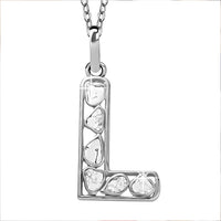 Artisan Crafted Polki Diamond Initial "A" Pendant Necklace (20 Inches) in Platinum Over Sterling Silver 0.50 ctw