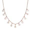 Artisan Crafted Polki Diamond Dainty Drop Station Necklace 18-20 Inches in 14K Rose Gold Over Sterling Silver 2.00 ctw - Sticky add to cart bar