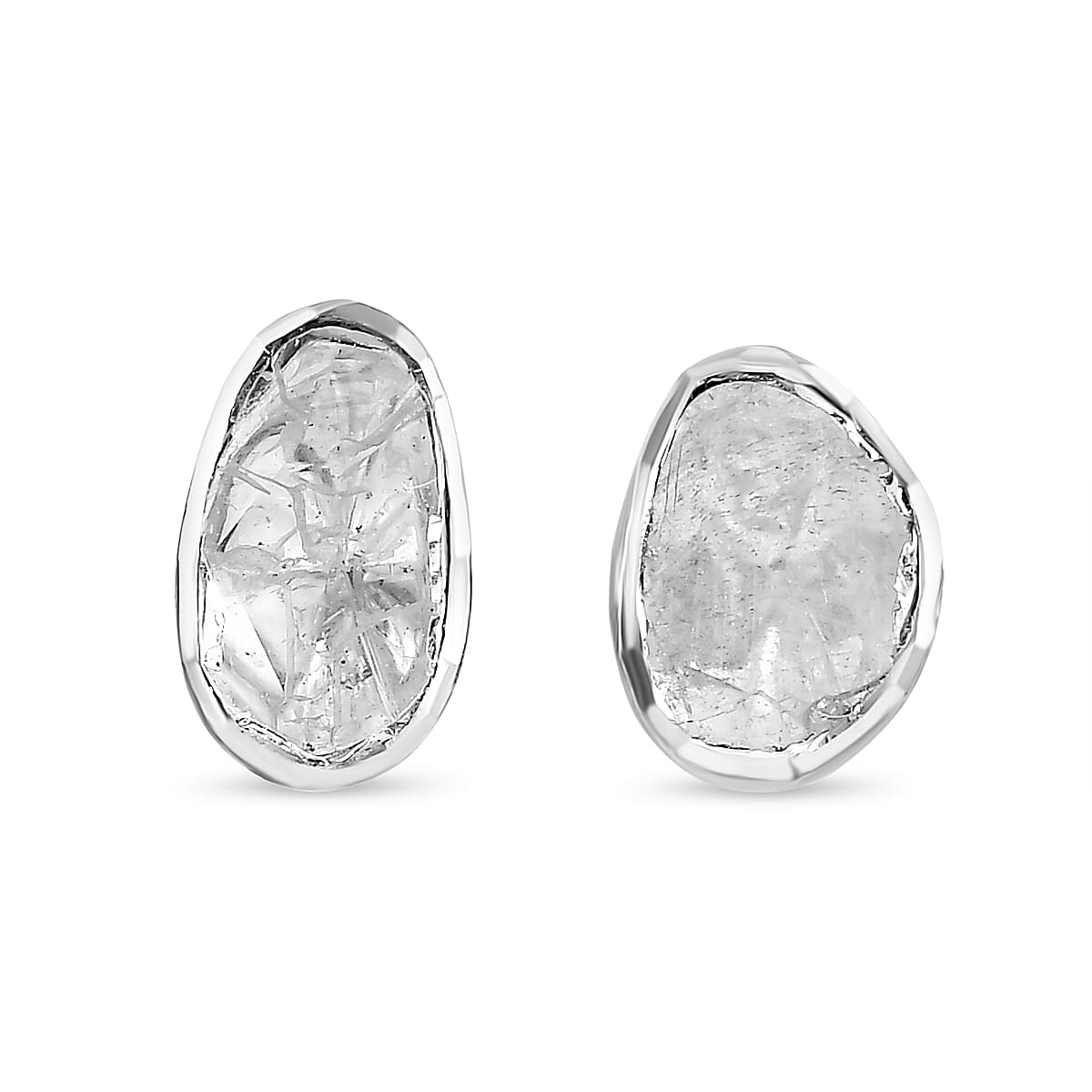 Artisan Crafted 0.35 ctw Polki Diamond Earrings in 14K Rose Gold Over Sterling Silver (1)
