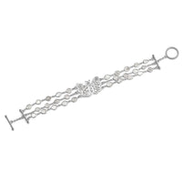 Artisan Crafted Polki Diamond Three Row Butterfly Bracelet in Platinum Over Sterling Silver (7.25 In) 4 ctw