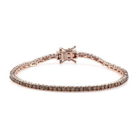 3 ctw Natural Champagne Diamond Tennis Bracelet in Vermeil Rose Gold Over Sterling Silver (7.25 In) 8.15 Grams
