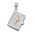Holy Cross Pendant without Chain in Vermeil Yellow Gold and Platinum Over Sterling Silver, Silver Fashion Pendant without Chain, Bible Verses Pendant without Chain 7.30 Grams - Sticky add to cart bar