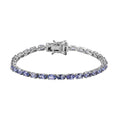 Tanzanite Tennis Bracelet in Platinum Over Sterling Silver (7.25 In) 8.45 Grams 8.10 ctw - Sticky add to cart bar