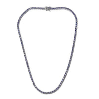 17.30 ctw Tanzanite Tennis Necklace 18 Inches in Platinum Over Sterling Silver 22.45 Grams