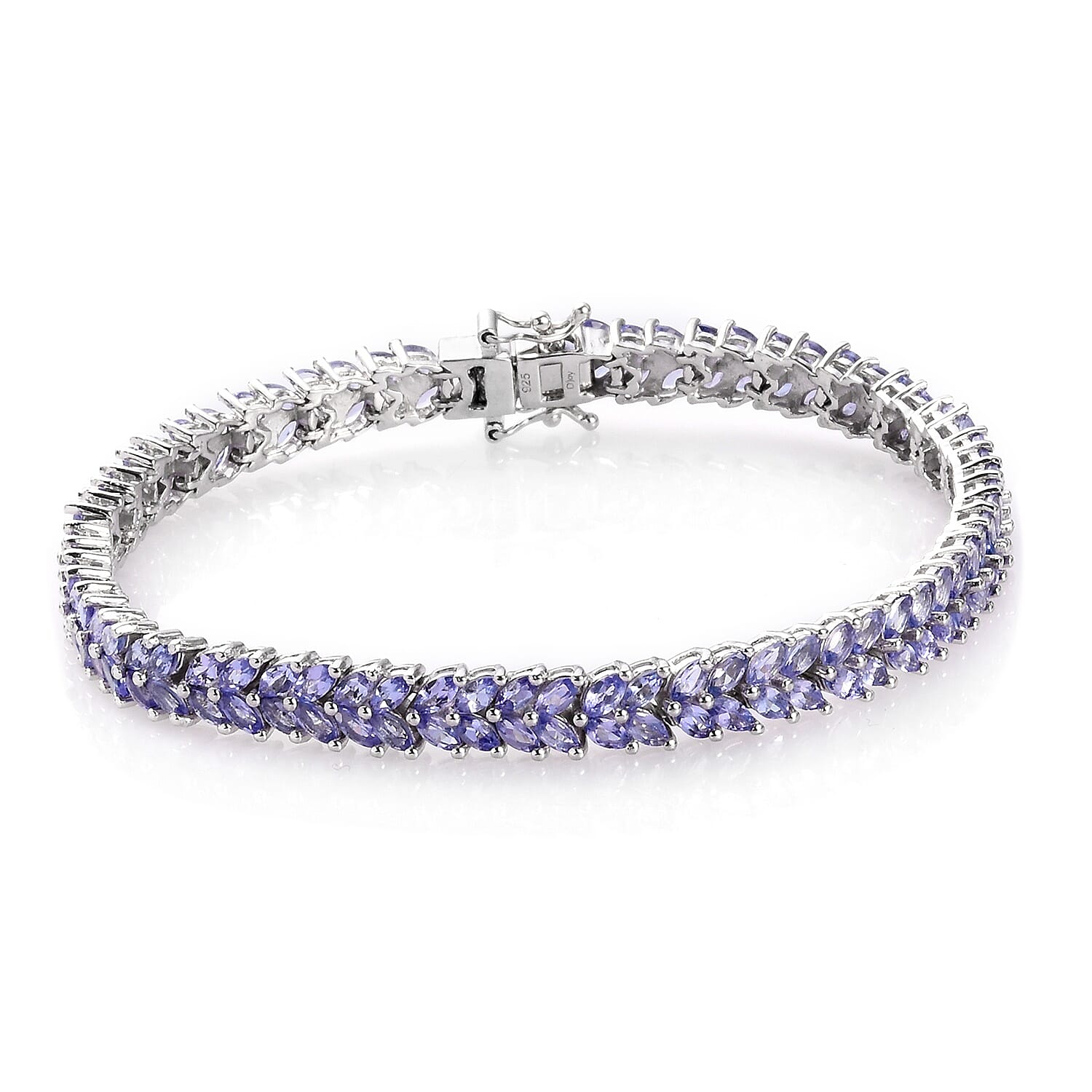 10.00 ctw Tanzanite Two Row Bracelet in Platinum Over Sterling Silver (7.25 In) 15.90 Grams (1)