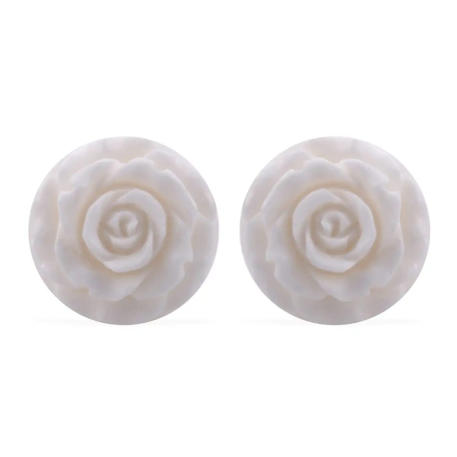 Hand-Carved Bone Flower Stud Earrings in Sterling & Ethical Ox Bone Jewelry