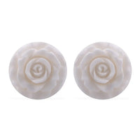 Hand-Carved Bone Flower Stud Earrings in Sterling & Ethical Ox Bone Jewelry