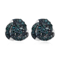 Blue Diamond Love Knot Stud Earrings in Blue Rhodium and Platinum Over Sterling Silver 0.25 ctw