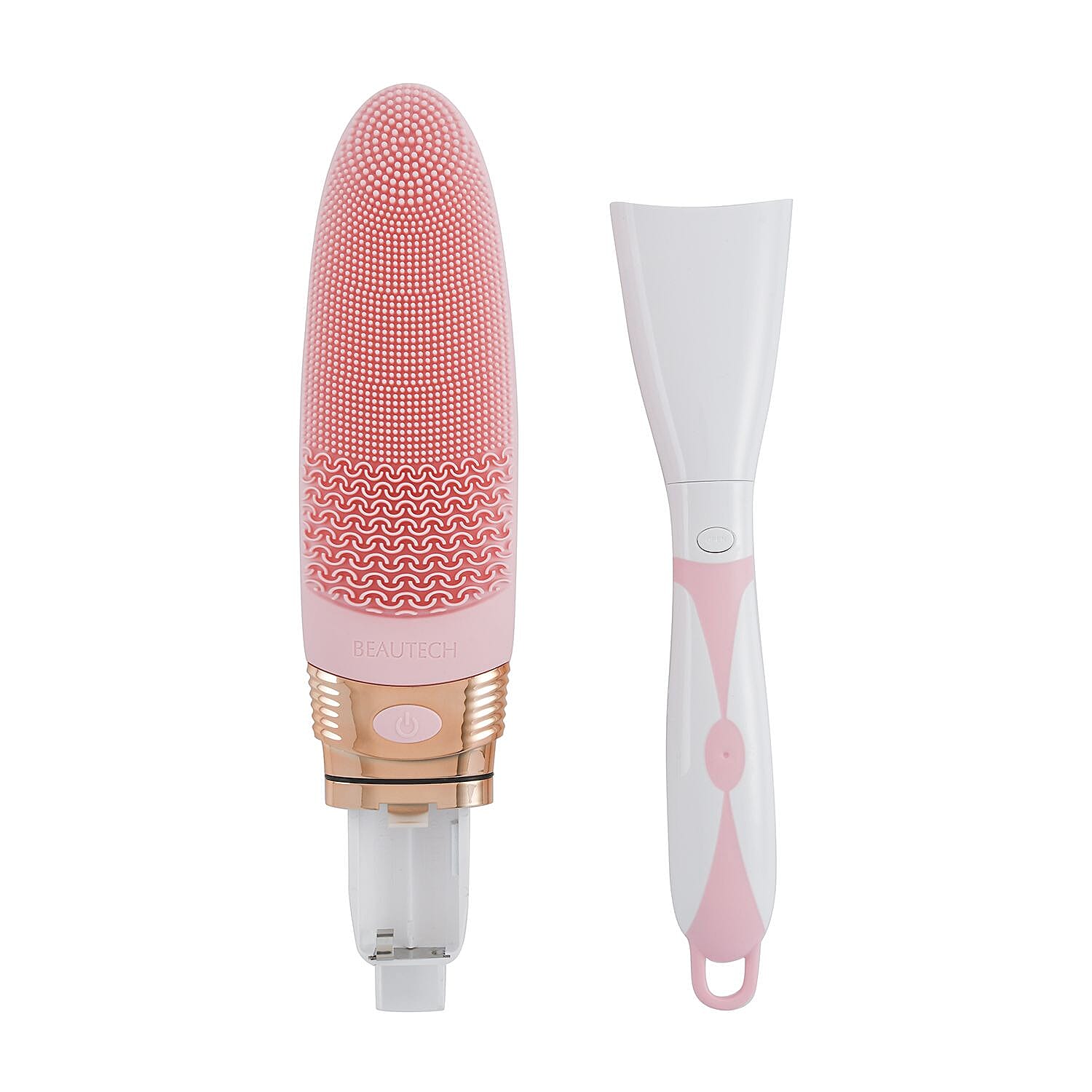 Electric Vibration Long Handle Silicone Bath Brush- Pink (16.9"x2.55"x1.57") (2AA Battery Not Incuded)