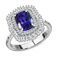 Rhapsody 950 Platinum AAAA Tanzanite and Diamond Cocktail Ring| Halo Ring| Cocktail Ring| Tanzanite Ring 5.85 Grams 3.15 ctw