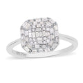 Diamond Cluster Ring in Platinum Over Sterling Silver 0.50 ctw - Sticky add to cart bar