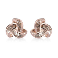 Natural Champagne Diamond Knotted Stud Earrings in 14K Rose Gold Over Sterling Silver 0.25 ctw