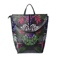 Asian Ethnic Pattern Collection Pink with flying Digital Print Pattern Faux Leather Backpack with Handle Drop and Shoulder Strap (13'x3.54'x14.17')