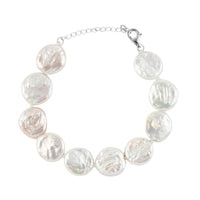 White Keshi Cultured Pearl Bracelet Sterling Silver (8-10In)